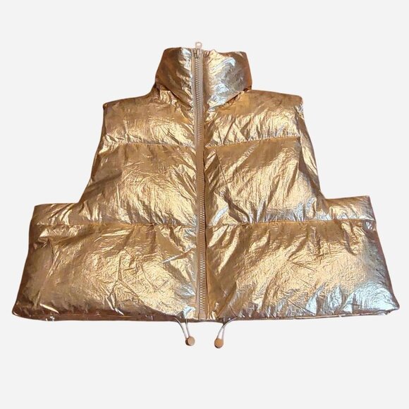 Simply Southern Gold Puffer Vest Cropped XL/XXL - Picture 1 of 4